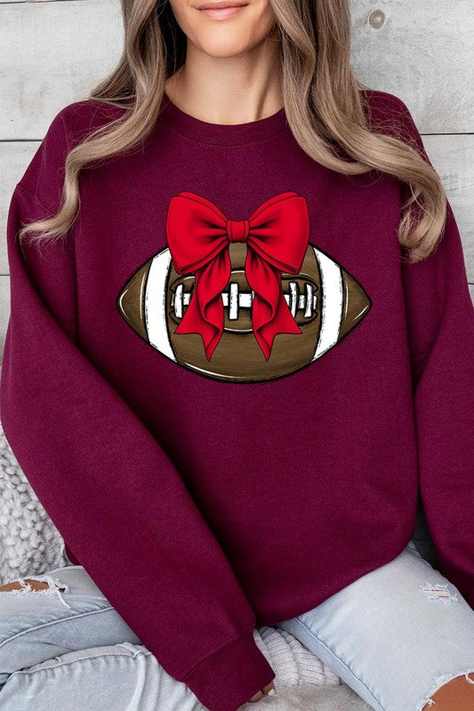 Red Bow Football Graphic Fleece Sweatshirts