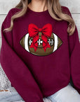 Red Bow Football Graphic Fleece Sweatshirts