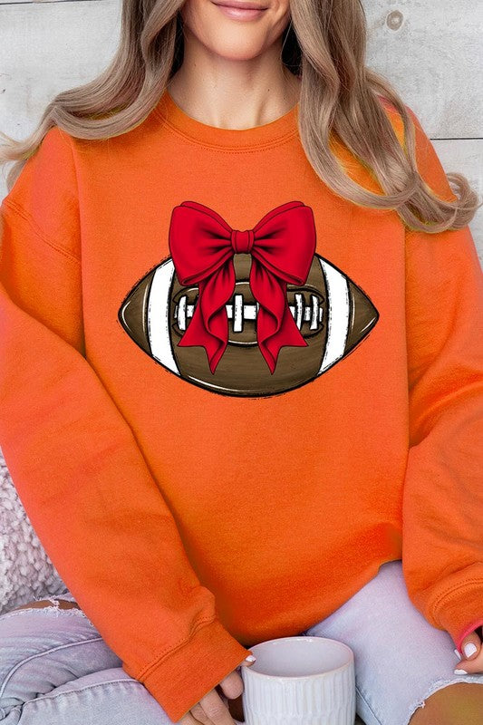 Red Bow Football Graphic Fleece Sweatshirts