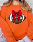 Red Bow Football Graphic Fleece Sweatshirts