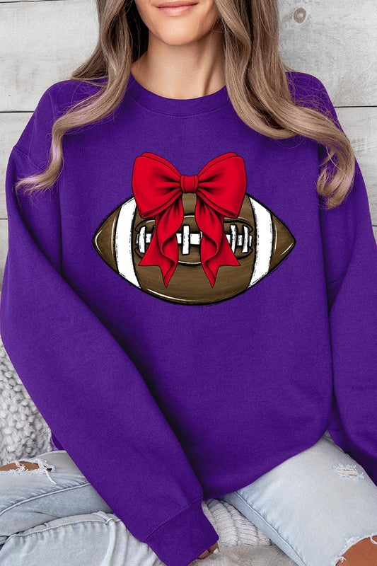 Red Bow Football Graphic Fleece Sweatshirts