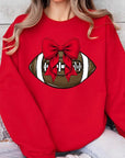 Red Bow Football Graphic Fleece Sweatshirts