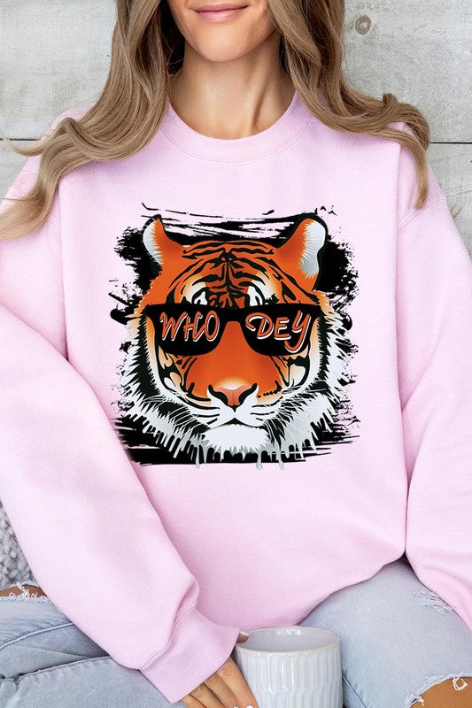 Who Dey Tiger Graphic Fleece Sweatshirts