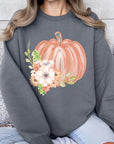 Flowers Fall Pumpkin Graphic Fleece Sweatshirts