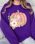 Flowers Fall Pumpkin Graphic Fleece Sweatshirts