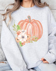 Flowers Fall Pumpkin Graphic Fleece Sweatshirts