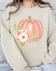 Flowers Fall Pumpkin Graphic Fleece Sweatshirts