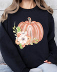 Flowers Fall Pumpkin Graphic Fleece Sweatshirts