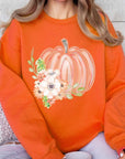 Flowers Fall Pumpkin Graphic Fleece Sweatshirts