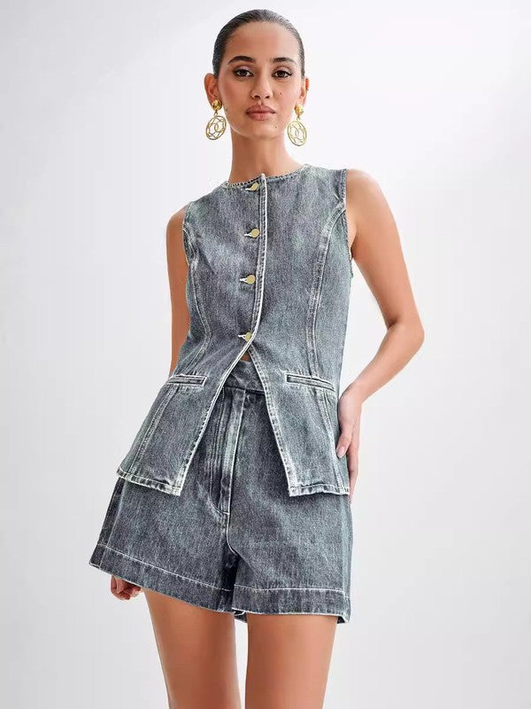 Women&#39;s Fashion Denim 2 Piece Set by Claude