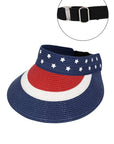 American Flag Printed Straw Visor