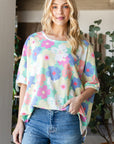 HOPELY Floral Waffle Oversized T-Shirt