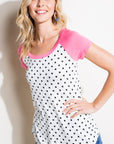 e Luna PLUS Polka Dot Mix Baseball Top