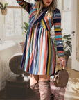 Multi Color Cross Stripe Midi Dress