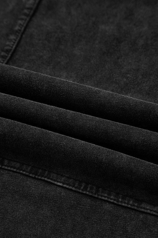 Mineral Wash Reverse Seam Drawstring Elastic Waist