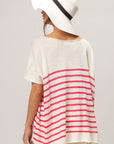 BiBi V Neck Striped Short Sleeve Top