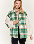 Jade By Jane Multi Plaid Fuzzy Sleeve Jacket