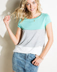 e Luna Rib Striped Solid Block Top