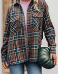 Plaid Print Chest Pockets Buttoned Shacket