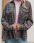 Plaid Print Chest Pockets Buttoned Shacket