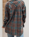 Plaid Print Chest Pockets Buttoned Shacket