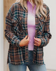 Plaid Print Chest Pockets Buttoned Shacket