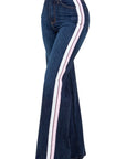 GJG Denim Striped Wide Leg Pant in Dark Denim