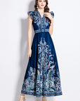 Women's Blue Fashion Long Maxi Dress by Claude