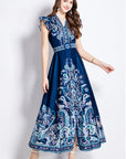 Women's Blue Fashion Long Maxi Dress by Claude