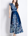 Women's Blue Fashion Long Maxi Dress by Claude