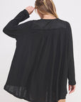 Jade By Jane Long Sleeve V-Neck Oversized Button Down Tunic