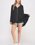 Jade By Jane Long Sleeve V-Neck Oversized Button Down Tunic