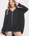 Jade By Jane Long Sleeve V-Neck Oversized Button Down Tunic