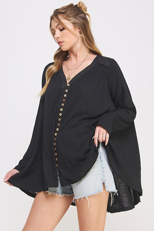 Jade By Jane Plus Long Sleeve Oversized Button Down Tunic