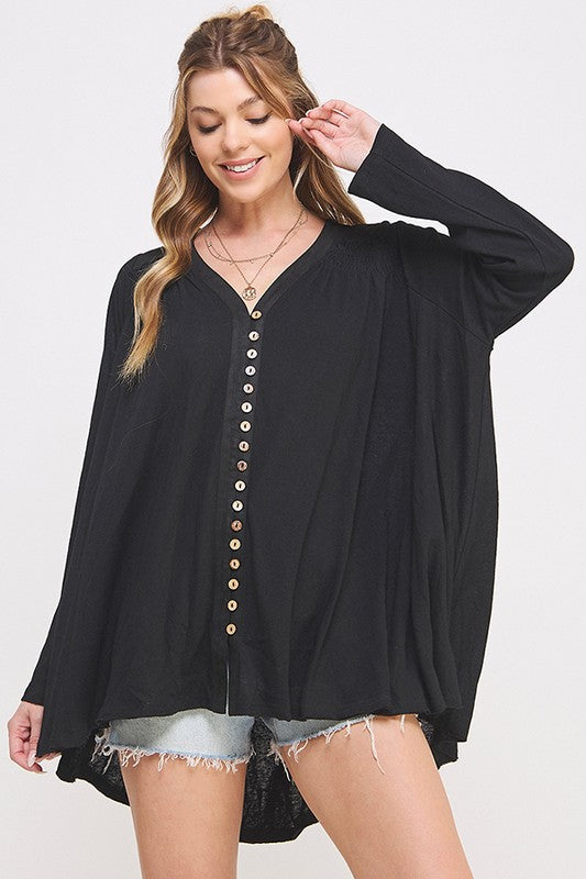 Jade By Jane Plus Long Sleeve Oversized Button Down Tunic