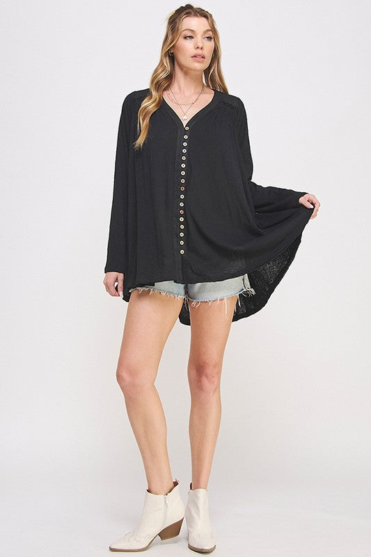 Jade By Jane Plus Long Sleeve Oversized Button Down Tunic