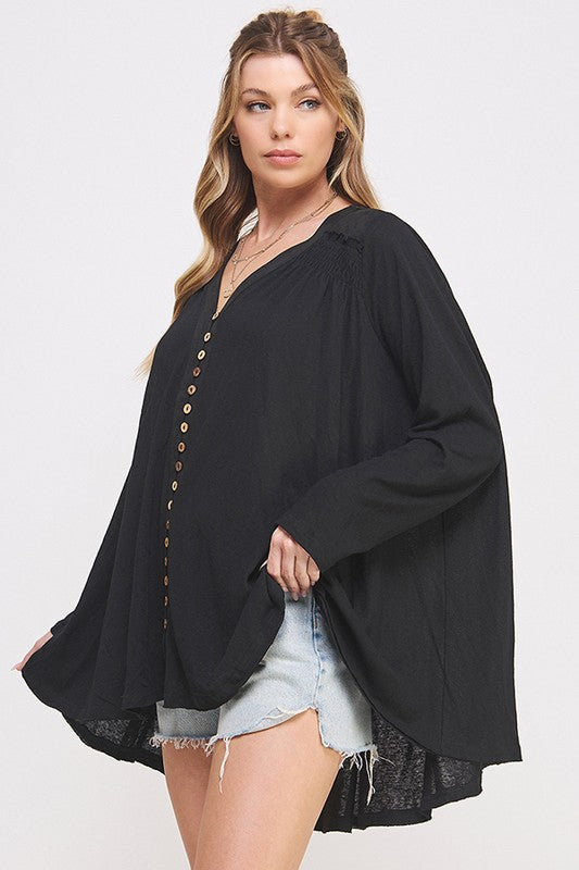 Jade By Jane Plus Long Sleeve Oversized Button Down Tunic