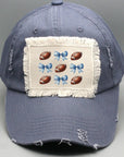 Game Day Football Bows Blue Patch Hat