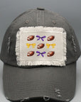 Game Day Football Bows Yellow Purple Patch Hat