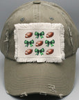 Game Day Football Fall Bows Green Patch Hat