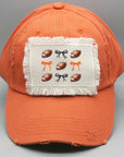 Game Day Football Fall Bows Orange Black Patch Hat