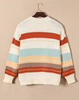 Striped Color Block Drop Shoulder Knit Sweater