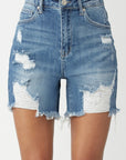 RISEN High Waisted Distressed Denim Shorts