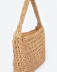 Faux Straw Oversize Hobo Shoulder Bag