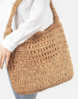 Faux Straw Oversize Hobo Shoulder Bag