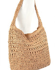 Faux Straw Oversize Hobo Shoulder Bag