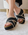 Nina Double Buckle Bands Comfortable Wedges