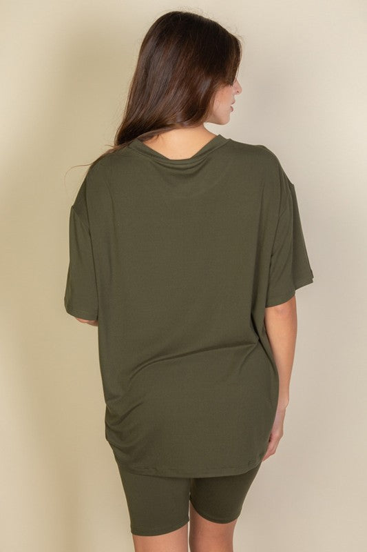 Loose Fit Top Oversize Shirt & Biker Shorts Set