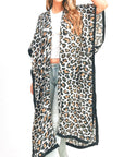 Leopard Printed Extra Long Kimono Duster Cardigan