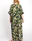 Camouflage Print Extra Long Kimono Duster Cardigan